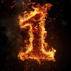 Number 1 with fire growing out