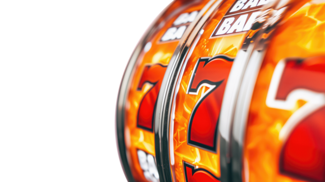 silver and orange casino slots machine with number 7s 