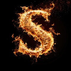 Fototapeta premium Capital letter S with fire growing out