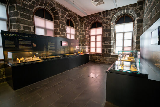 Interior view of Diyarbakir Archeology Museum. Diyarbakir, Turkey - January 3, 2024.