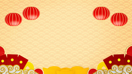 Happy chinese new year for space for message Isolated in background. 3D illustration, 3D rendering	
