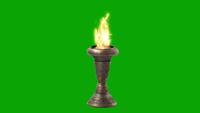 Fire pit green screen , fire torch on green screen