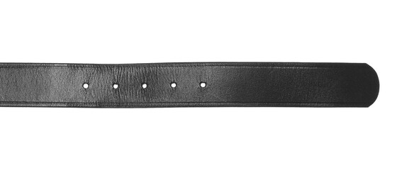 Black leather belt, strap isolated on white background