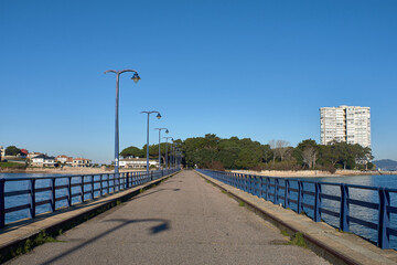 Fototapeta premium The Toralla Island bridge in the parish of Coruxo, Vigo, Spain