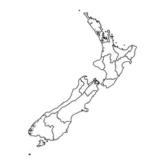 New Zealand map with administrative divisions. Vector illustration.