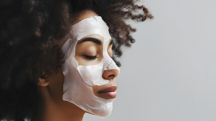 Relaxed Woman with Beauty Face Mask Wellness and Spa Concept