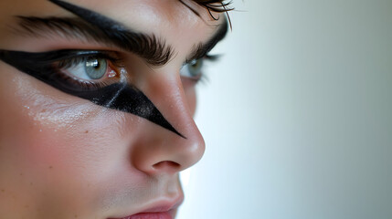 Fototapeta premium Male Model with Dramatic Eye Makeup and Bold Look