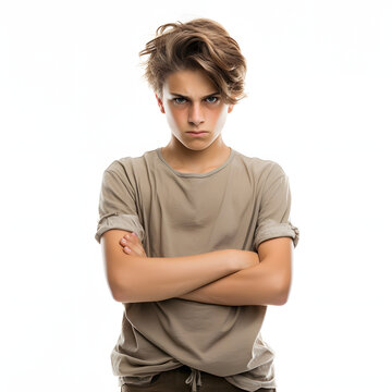 Teenage boy frequently losing his temper over minor issues isolated on white background, vintage, png
