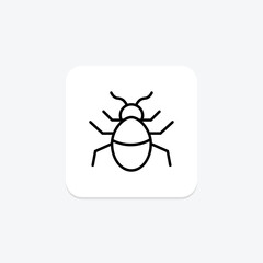 Bug black outline icon , vector, pixel perfect, illustrator file