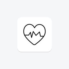 Heart Rate black outline icon , vector, pixel perfect, illustrator file