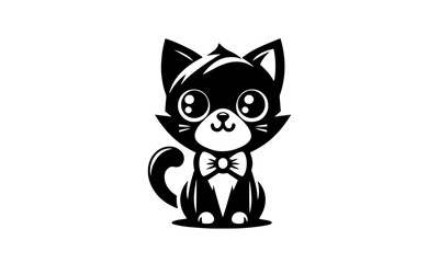 cute cartoonish cat playing  mascot logo icon , cute cat silhouette or vector illustration 03