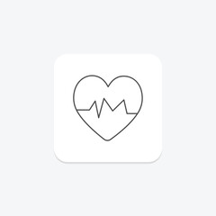 Heart Rate grey thin line icon , vector, pixel perfect, illustrator file