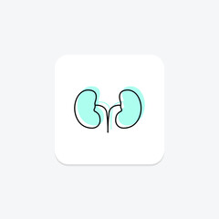 Kidney color shadow line icon , vector, pixel perfect, illustrator file