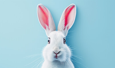 Weißer Hase mit langen Ohren - obrazy, fototapety, plakaty