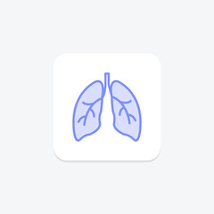 Lungs color outline icon , vector, pixel perfect, illustrator file