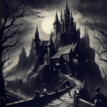 old haunted castle on the hill