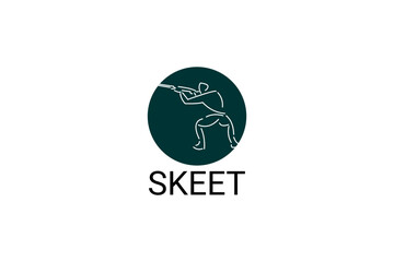 skeet sport vector line icon. an athlete posing for a shot. sport pictogram, vector illustration.