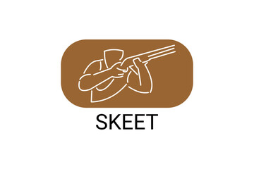 skeet sport vector line icon. an athlete posing for a shot. sport pictogram, vector illustration.