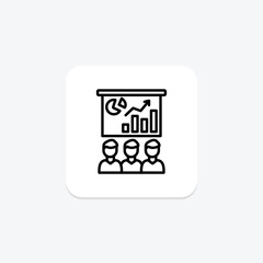Business presentation black outline icon , vector, pixel perfect, illustrator file