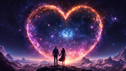 Fototapeta na wymiar heart of the stars wallpaper, romantic, valentine day