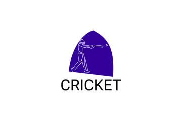 cricket sport vector line icon. an athlete playing baseball. sport pictogram, vector illustration.