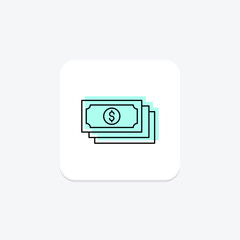 Banknote budget color shadow line icon , vector, pixel perfect, illustrator file