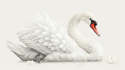 white swan on white background