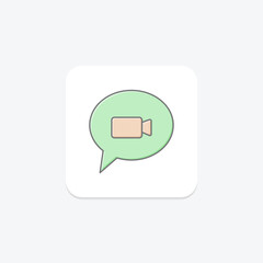 Video Chat Icon, awesome lineal color icon , Line, solid and filled outline colorful version, outline and filled vector sign., pixel perfect, illustrator file