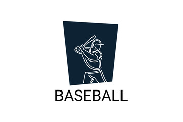 Baseball player vector line icon. batter and ball logo, equipment sign. sport pictogram illustration