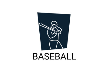 Baseball player vector line icon. batter and ball logo, equipment sign. sport pictogram illustration