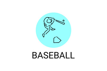 Baseball player vector line icon. batter and ball logo, equipment sign. sport pictogram illustration