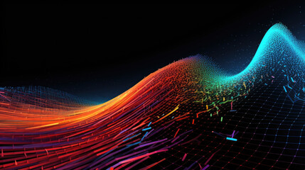 Colorful abstract background with waves lines and 3d shapes