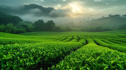 Fototapete Grün beautiful tea plantation scenery