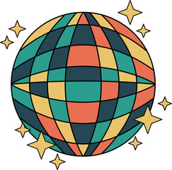 Retro Funky Disco Ball Illustration