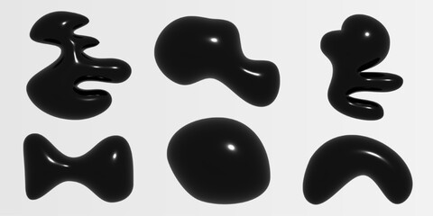 black inflate irregular shapes collection - obrazy, fototapety, plakaty