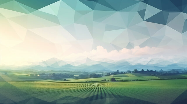 abstract summer polygonal landscape of triangles background