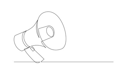 Continuous single one line art drawing of megaphone speaker for news and promotion vector illustration