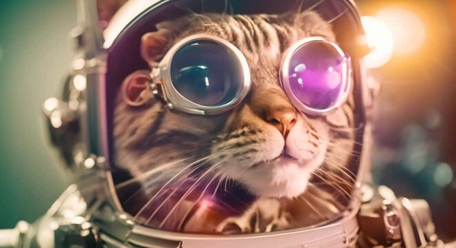 Astronaut cat in a space suit