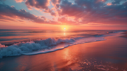 Fototapeta na wymiar Serene Sunset Over the Ocean