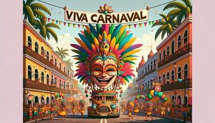Illustration of goa carnival in cartoon style. - obrazy, fototapety, plakaty