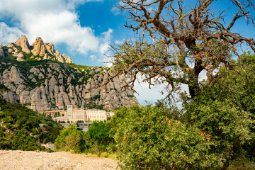 Montserrat Abbey and mountain near Barcelona, Spain	 - obrazy, fototapety, plakaty