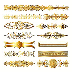 set of vintage gold pattern border