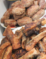Fried Fish and cutlets. Stock photo of snack.
