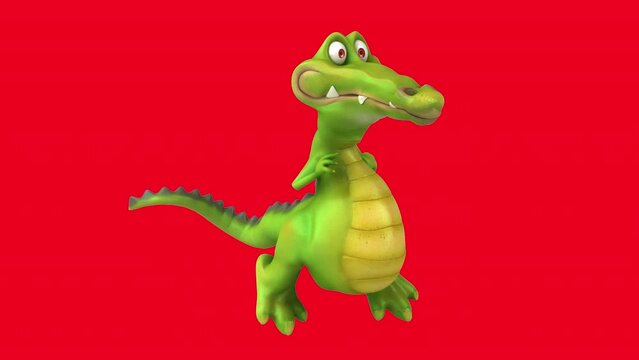 Fun 3D crocodile running (with alpha channel included)