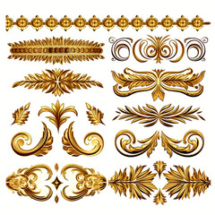 set of vintage gold pattern border