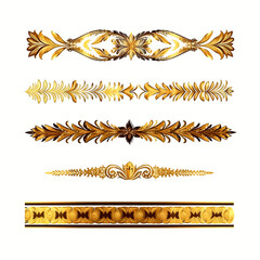 set of vintage gold pattern border