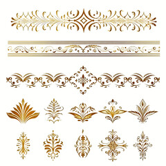 set of vintage gold pattern border