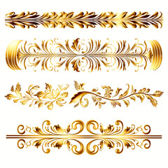 set of vintage gold pattern border