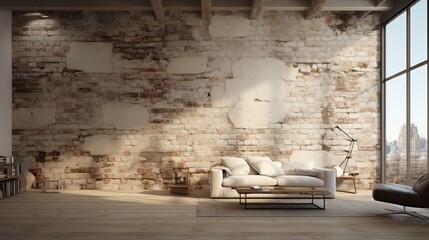 White wall with industrial exposed stones - minimalist architectural background in italy