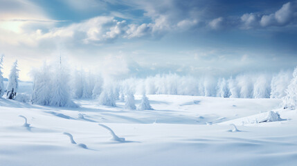 Snowy winter landscape panorama